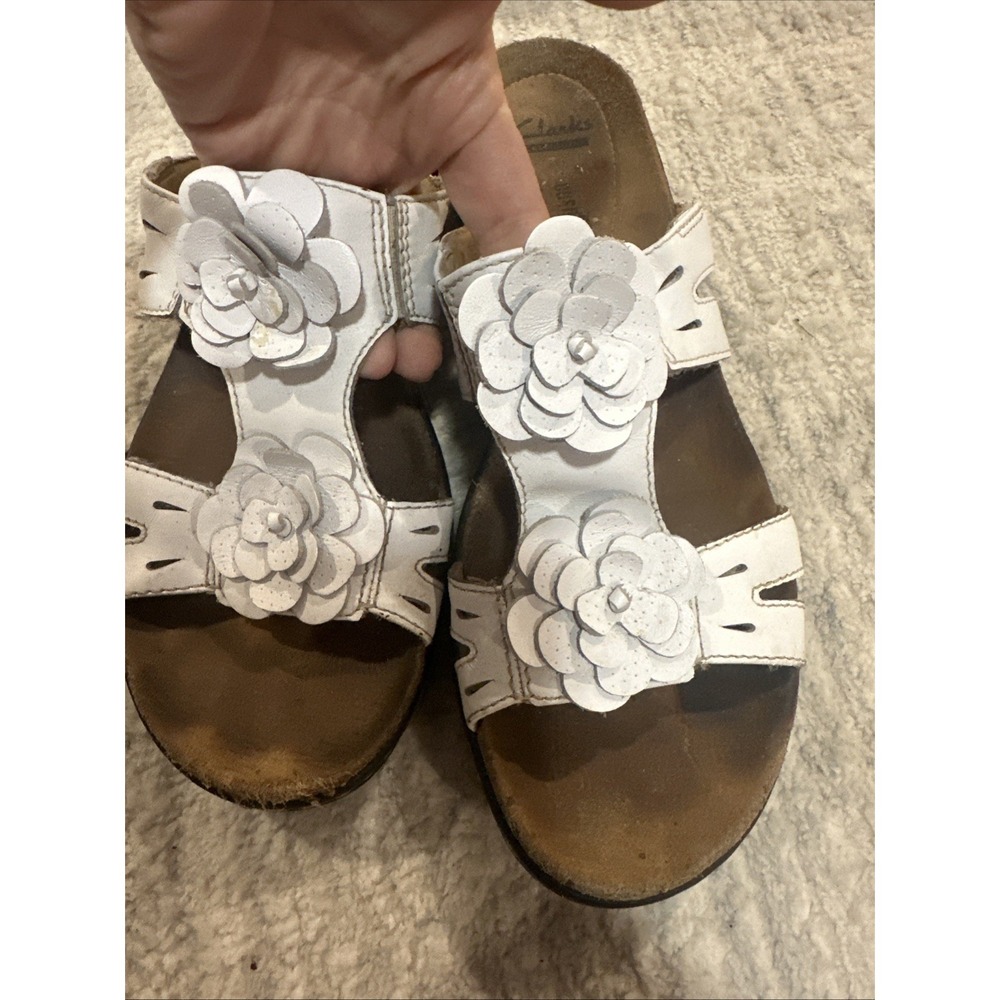 Clark's Collection Ultimate Sandals Comfort Merliah Raelyn Roses Flowers White 6